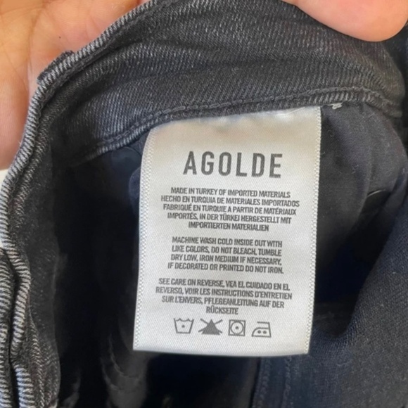 Agolde Sophie High Rise Skinny Crop Temple Washed Black Distressed Jeans - Picture 10 of 11